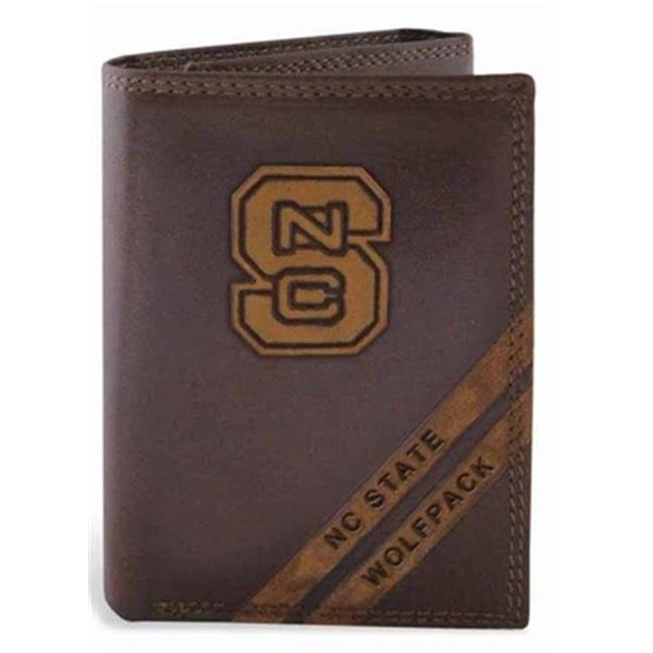 Zeppelinproducts ZeppelinProducts NCS-IWD2-BRW NC State Trifold Debossed Leather Wallet NCS-IWD2-BRW